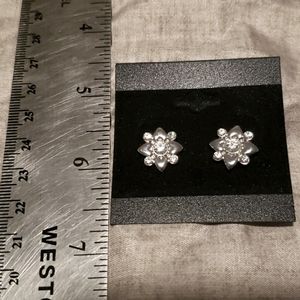 Silver post earrings with crystals
